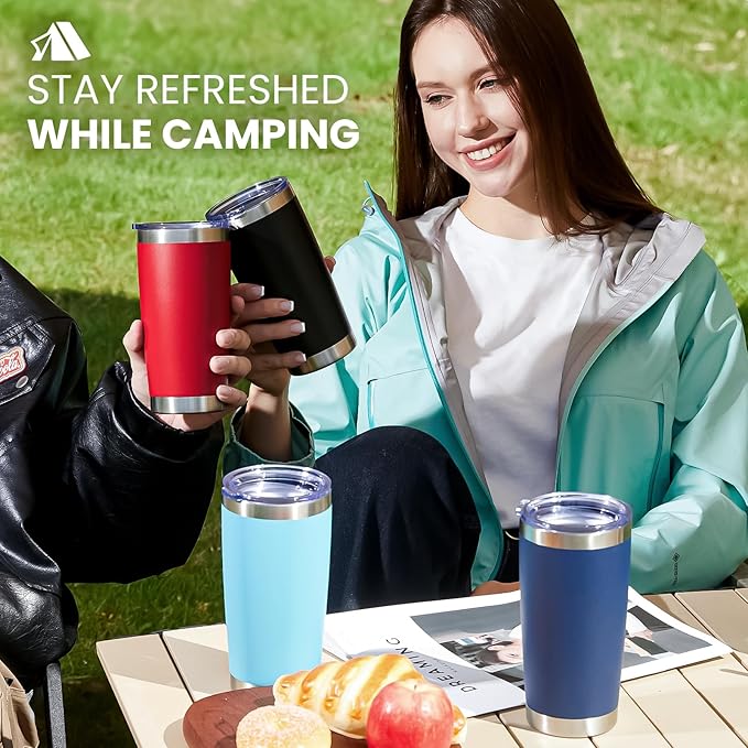 MEWAY 20oz Tumbler Cup Double Wall Vacuum Insulated Travel Mug Bulk, Stainless Steel Tumblers with Lid and Straw, Durable Powder Coated Coffee Cups for Cold & Hot Drinks (Rose Gold, 1)