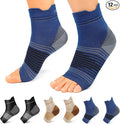 Plantar Fasciitis Sock (6 Pairs) for Men and Women, Compression Foot Sleeves with Arch and Ankle Support (Black, Nude, Navy, Small)