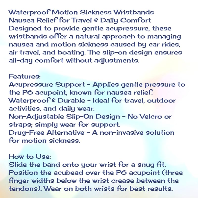 Motion Sickness Relief Acupressure Wristbands for Kids and Adults – Waterproof, Slip-On, Nausea Relief, Motion Sickness, Travel (2 Pack) (Sky Blue, X-Small 5)