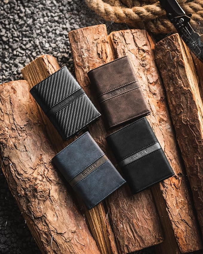 DUGRAFT Mens Wallet for Max.11 Cards with Pop Up Credit Card Ejector Case RFID Blocking, Bills/Cash Compartment and ID Window, Giftbox Packed, Carbon Fiber Black