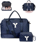 Initial Personalized Travel Bag with Shoulder Strap, Wet Pocket, Makeup Bag Gift for Women (Letter Y)