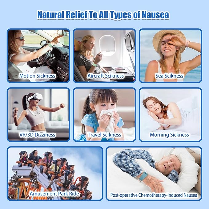 Motion Sickness Bracelets Sea Sickness Wristbands for Motion Sickness / Morning Sickness /Pregnancy Nausea Anti Nausea Wristband Acupressure Nausea Bands Motion Sickness Bands(3Pairs-Pink+Black+Beryl)