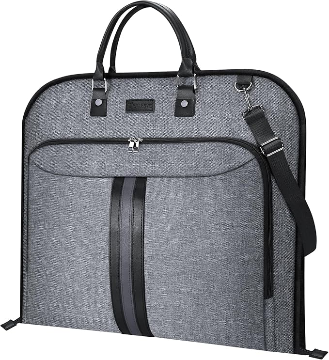 BALEINE Travel Garment Bag, Travel Suit Bag for Men, 42'' Waterproof Carry on Garment Bags for Hanging Clothes, Garment Duffel Bag for Travel Business (Grey)