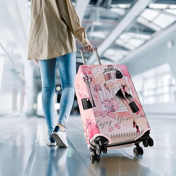 Travel Luggage Cover Suitcase Protector Fits 18-32 Inch Wheel Covers PatternedTravel Related Items Flower Luggage Protector Elastic L