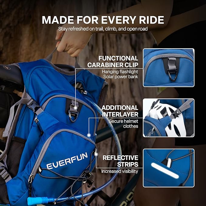 Everfun Hydration Backpack 18L with Water Bladder 2L/3L Hiking Water Backpack Women Men Hydration Pack Insulated Lightweight Day Hydropack with Storage for Hiking, Biking, Running, Festival