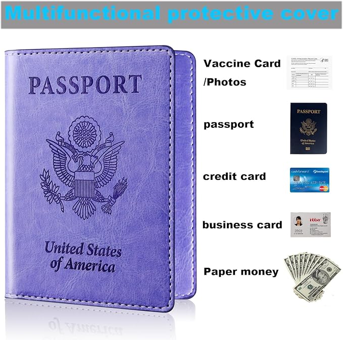 Herain Passport Holder for Travel Cruise Essentials 2 Pcs, Passport Cover Wallet Case Women Men Family, Passports Book Holders Travel Gifts Accessories Vacation Must Haves
