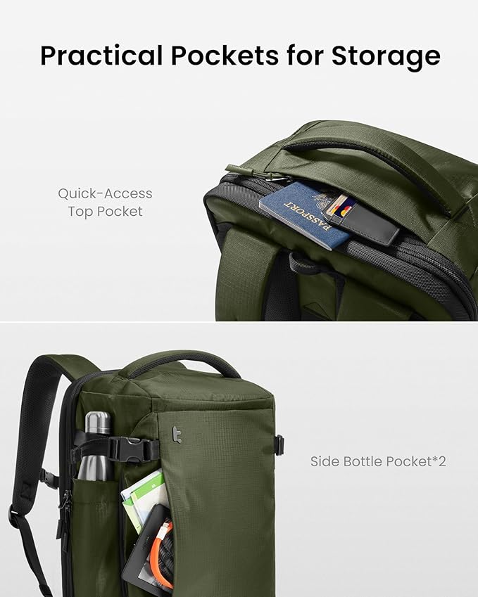 tomtoc Travel Backpack 28L, TSA Friendly Flight Approved Carry-on Luggage Hand Water-resistant Lightweight Business Rucksack, Durable Bag Fits 16 Inch Laptop