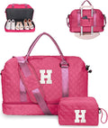 Ladies Gifts for Women, Birthday Gift-Initial Travel Bag with Shoe Compartment, Personalized Weekender Bag, Monogram Overnight Bag for Women, Letter Travel Bag with Makeup Bag (Letter H)