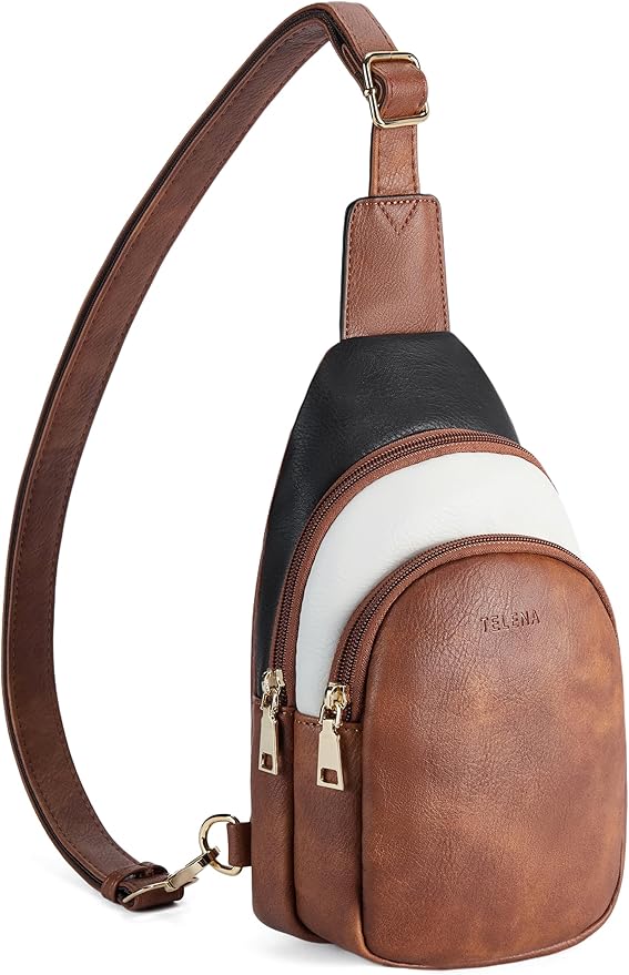 Telena Small Sling Bag for Women Leather Crossbody Fanny Packs Chest Bag for Women