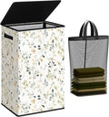 SOLEDI Laundry Hamper with Lid, 90L Tall & Large Floral Laundry Basket, Collapsible Clothes Hamper with Removable Bag, Dirty Hampers for Bedroom, Bathroom, Laundry Room