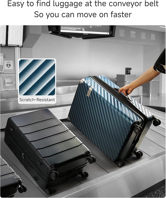 LUGGEX Luggage with Spinner Wheels, Polycarbonate Expandable Hard Shell Suitcase, 2 Piece Set, Charcoal Metallic