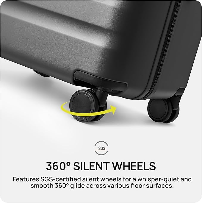 NINETYGO Carry On Luggage 22x14x9 Airline Approved, 20 Inch Luggage with Smooth Spinner Wheels, Lightweight, Hard Shell PC Suitcase Carry-On, Travel Luggage, TSA Approved (Grey, Rhine Basic2.0)
