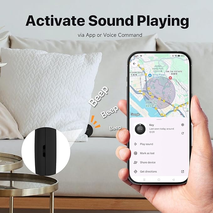 Lifetag Tracker for Android, Bluetooth Tracking Tag for Google Find My Device (Find Hub) App, Item Finder Locator for Keys, Luggage, Backpack, Purse (BLK, 4PCS)