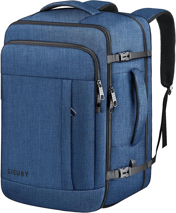 Carry On Backpack, Extra Large 50L Travel Backpack for Men & Women, Expandable Backpack For Airplanes, 17 Inch Laptop Backpack, Luggage Suitcase 40L Daypack Lightweight Business Weekender Bag, Blue