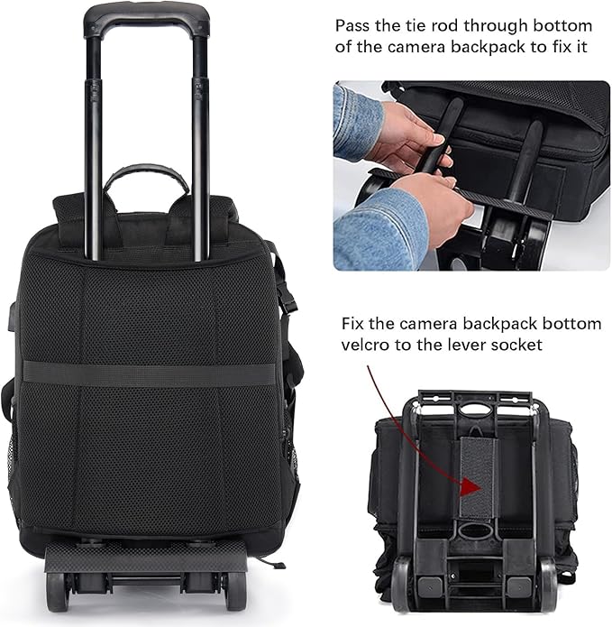 CADeN Camera Backpack Bag Professional for DSLR/SLR Mirrorless Camera Waterproof, Camera Case Compatible for Sony Canon Nikon Camera and Lens Tripod Accessories (Large, 5.0 Black)