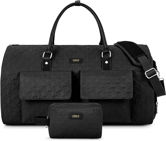 Garment Bag for Travel With Toiletry Bag Convertible Carry On Weekender Bag Large Travel Duffel Bags for Women 2 in 1 Hanging Suitcase Suit Travel Bags for Women & Men 3pcs Set (G-Black)