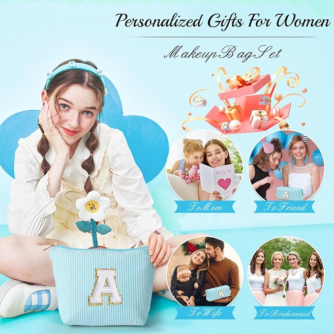 YOOLIFE Makeup Bag for Girls Teen Girl - Personalized Cute Makeup Pouch for Girlfriend Bridesmaid Wife | Cosmetic Travel Toiletry Bag for Friend | Birthday Gift Idea for Her Mom Gifts for Teen Girls K