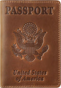 Jack&Chris Leather Passport Holder, Passport Travel Wallet Cover Case for Men Women, Leather Travel Documents Organizer Protector, JC105-Brown
