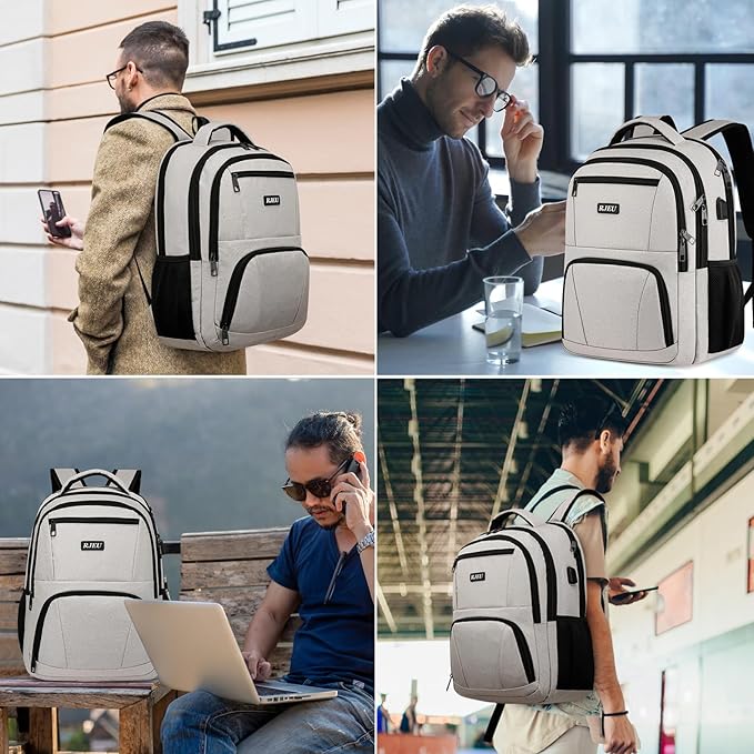 School Backpack for Teens Girls & Women, College Bookbag with 15.6 Inch Laptop Sleeve, 3 Compartments School Backpack, Ergonomic Straps - Beige