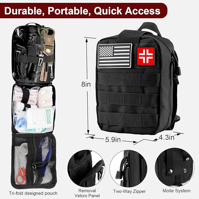 Gifts for Father's Day Men - 118-in-1 Survival Kits - Military-Grade Survival Gear for Outdoor Adventures, Disaster Preparedness, Car/Home/Office Emergency Kit with First Aid Supplies