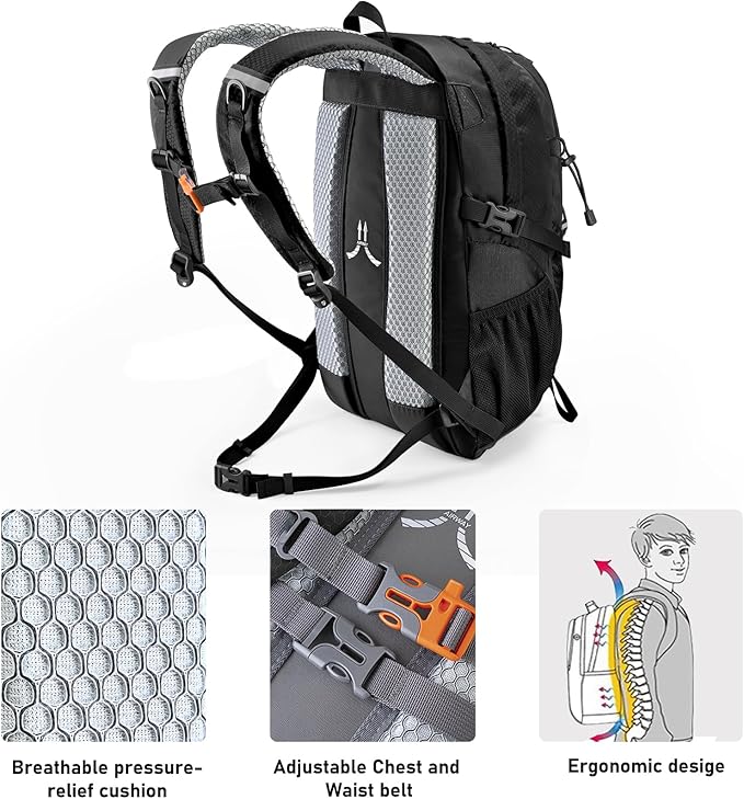 N NEVO RHINO Hiking Backpack 20L Water Resistant Outdoor Day Pack,Lightweight Travel Small Backpack for Men Women