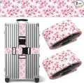 Luggage Straps for Suitcases TSA Approved, Luggage Identifiers for Suitcase, Adjustable Suitcase Strap for Baggage Security with Cute Patten, Travel Necessary Accessories (Peach Blossom)