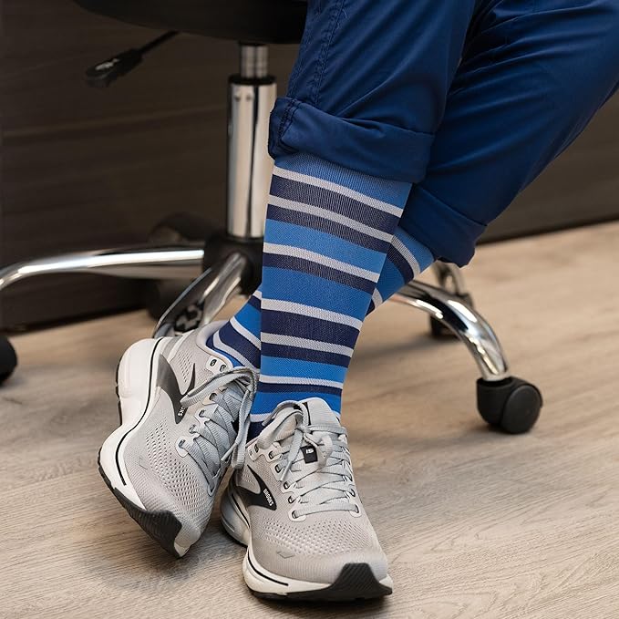 Medical Grade Compression Socks for Men & Women 15-20 mmHg by OrthoSleeve (Blue Argyle, Large)