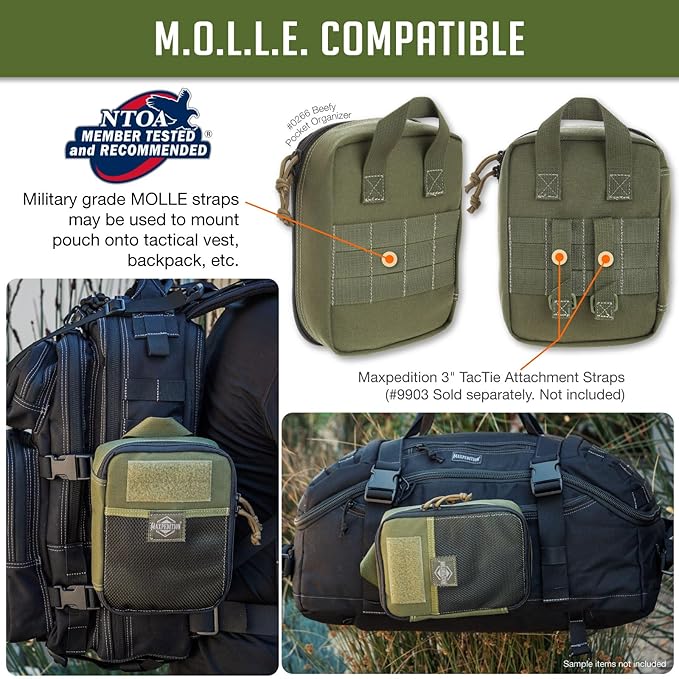 MAXPEDITION Beefy Pocket Organizer, Compact, MOLLE-Compatible, 1000D Nylon Tactical Pouch, Everyday Carry Tool and Gear Storage for Outdoor, Tactical, Survival, 0266
