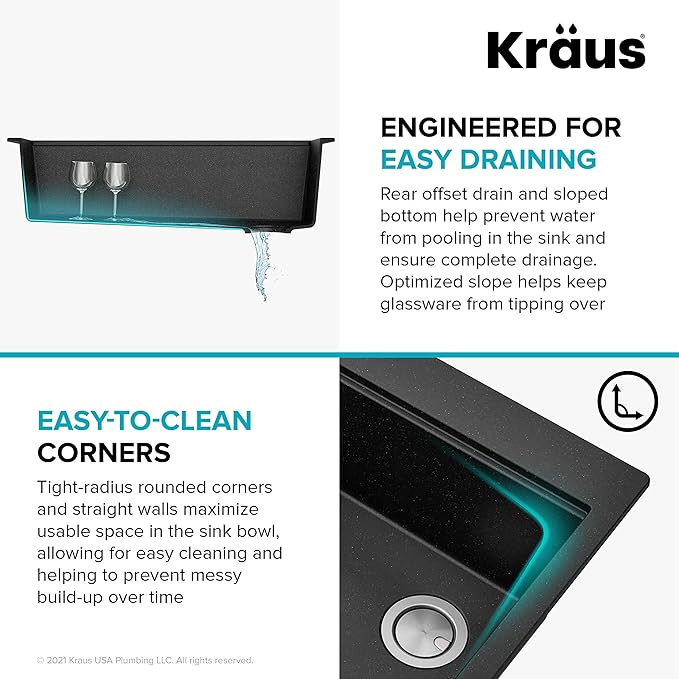 KRAUS Bellucci Workstation 33 in. Drop In Single Bowl Granite Kitchen Sink in Metallic Gray with Accessories, KGTW2-33MGR