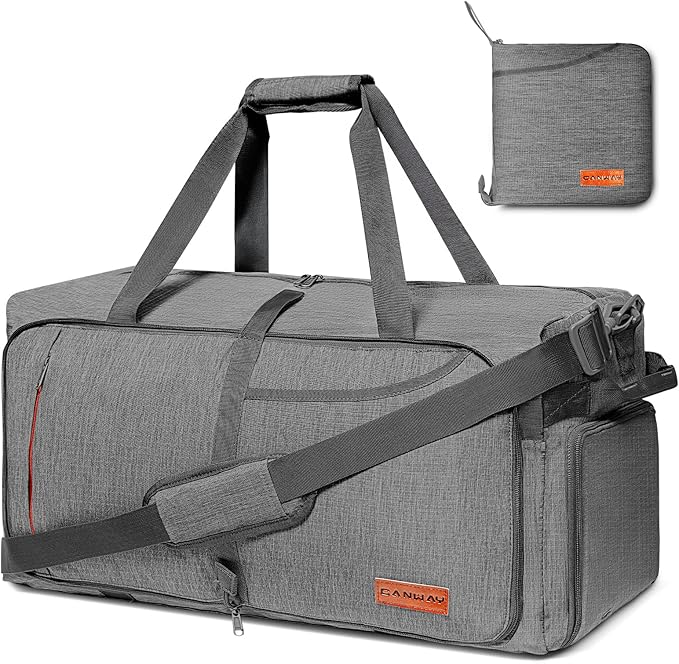 Canway 115L Travel Duffel Bag, Foldable Weekender Bag with Shoes Compartment for Men Women Water-proof & Tear Resistant