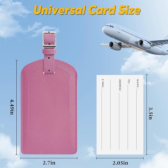3 Pack Luggage Tags for Suitcases, TSA Approved Bag Tags, Baggage Tags with Privacy Protection, Travel Essentials Luggage Accessories, Purple