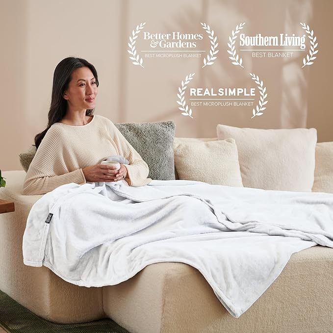 Bare Home Fleece Blanket - Twin/Twin Extra Long - Ultra-Soft Lightweight for Bed, Sofa, and Couch - Luxury Microplush - Cozy Warm Blanket (Twin/Twin XL, White)