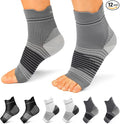 Plantar Fasciitis Sock (6 Pairs) for Men and Women, Compression Foot Sleeves with Arch and Ankle Support (Black, Gray, White, Large)