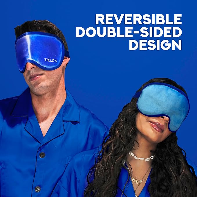 Ticlo's Cooling Eye Mask for Puffy Eyes - Gel Mask for Sleeping, Cold Compress for Dark Circles, Reusable for Migraines, Headaches, and Post-Surgery Recovery, Ice Pack
