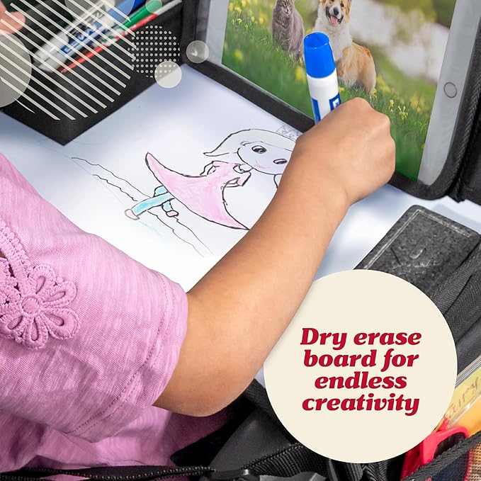 Lusso Gear Kids Travel Tray for Car - Road Trip Essentials for Kids - Car Seat Tray for Toddlers & Kids - Lap Tray for Airplane, Kids Travel Desk, Road Trip Activities (Airplanes)
