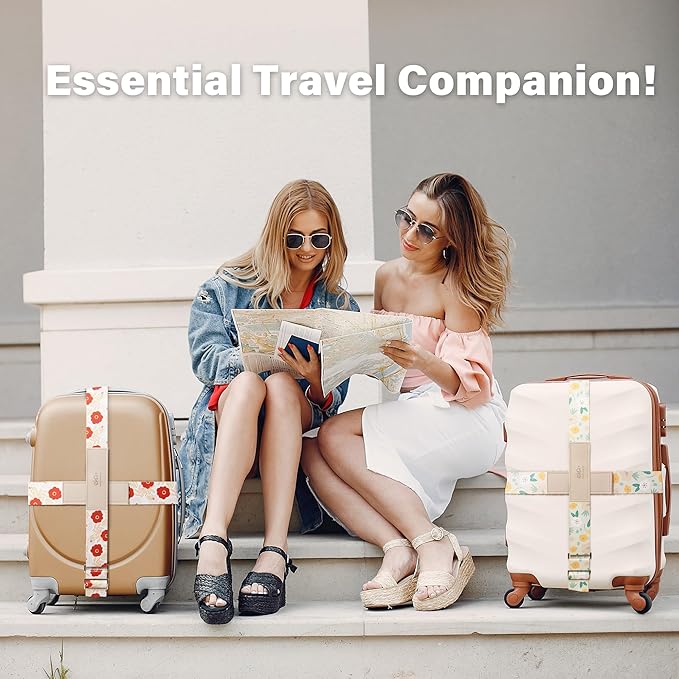 Luggage Straps for Suitcases,Adjustable Luggage Elastic Belt, Travel Essentials for Airport,Station, Vibrant Designs, Mori Girl