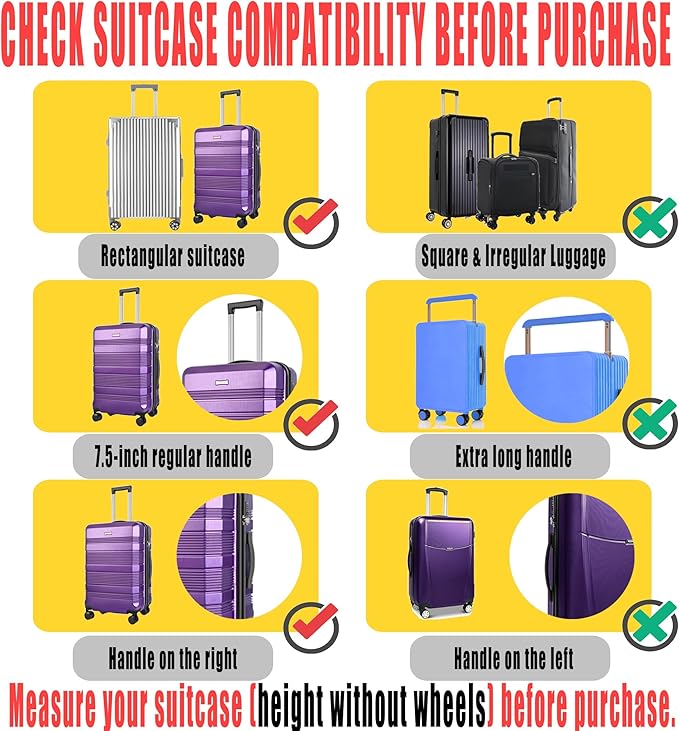 20 Inch Clear PVC Luggage Cover, 0.2mm Thick Lightweight Waterproof, Dustproof, Anti-Scratch Suitcase Cover, Luggage Covers for Suitcase TSA Approved, Fits 19"-20" Wheeled Luggage