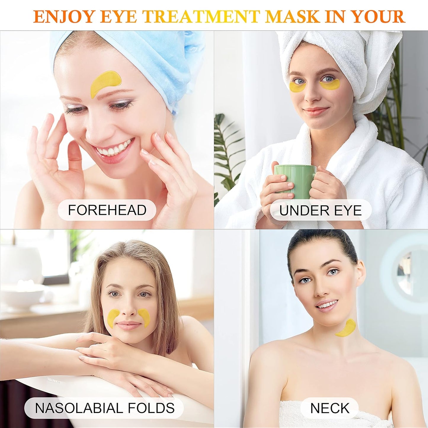 REWLKP 24k Gold Eye Collagen Patches - Puffy Eyes & Dark Circles Treatments,Reduce Under Eye Bags and Smooth Wrinkles,Eye Skin Care Pads With Collagen