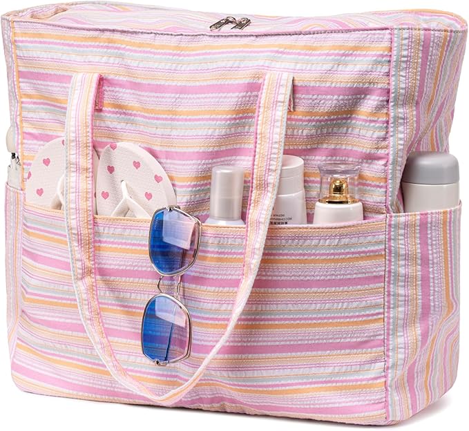 Waterproof Beach Tote Pool Bags for Women Ladies Extra Large Gym Tote Carry On Bag With Wet Compartment for Weekender Travel