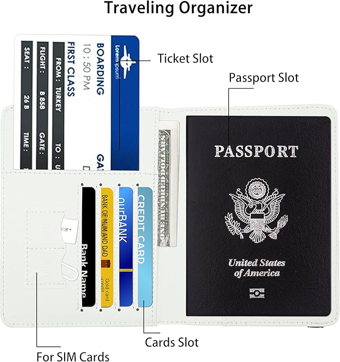 Passport Holder for Women and Men PU Leather Passport Cover for Travel (Baseball)