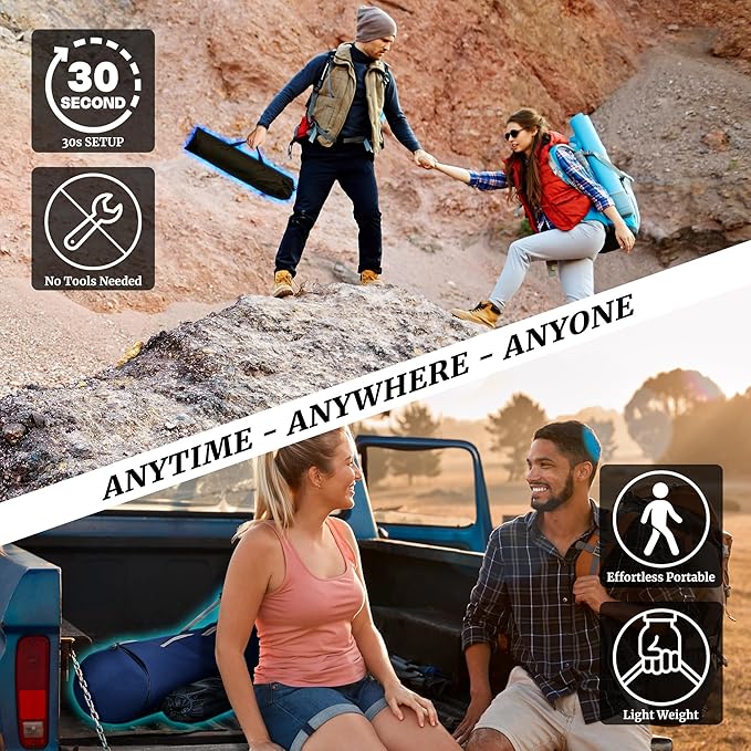 Tranquillo Combo x2 Hammocks with Stand for Outside & Tree Straps, Heavy Duty Hammock with Stand 600lbs for Indoor Outdoor Patio Backyard, x2 Hammocks for 2 Person, Portable Carrying Bags, Sky