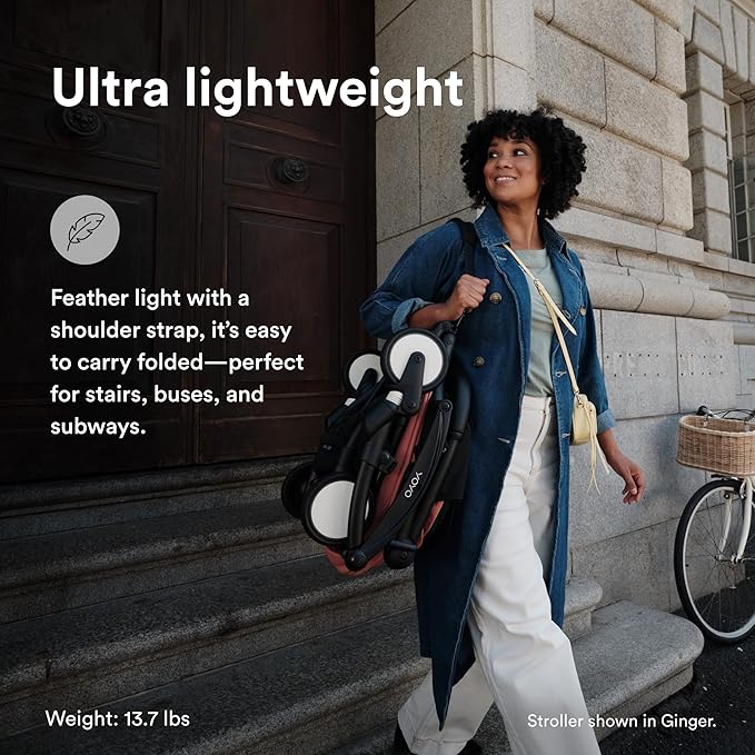 Stokke YOYO3 Stroller from 6 Months - Includes Black Frame/Air France Blue Seat Cushion + Canopy - Folds in & Out in a Flash - Light & Compact - Carry-On Compatible