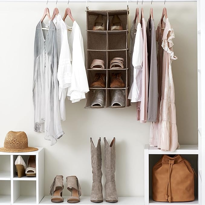 Household Essentials 10 Pocket Hanging Shoe Closet Organizer with Hooks