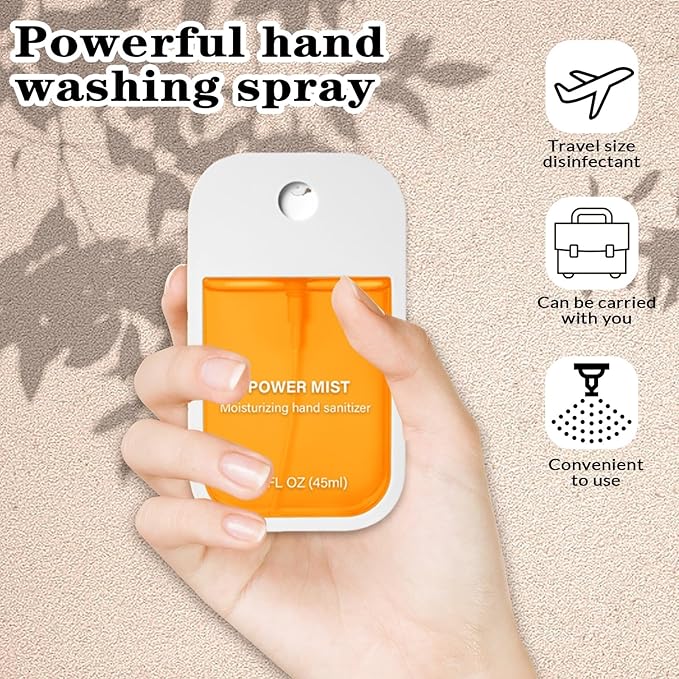 Power Mist Hydrating Hand Sanitizer Spray, Portable Travel-Size Hand Sanitizer Spray, 500-Sprays Each，Suitable for Both Adults and Children (Citrus)
