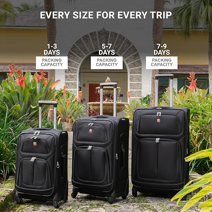SwissGear Sion Softside Expandable Luggage, Merlot, 3-Piece Set (21/25/29)