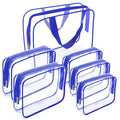 APREUTY Clear Makeup Bags, TSA Approved 6Pcs Cosmetic Makeup Bag Set Clear PVC with Zipper Handle Portable Travel Luggage Pouch Airport Airline Vacation (Blue)