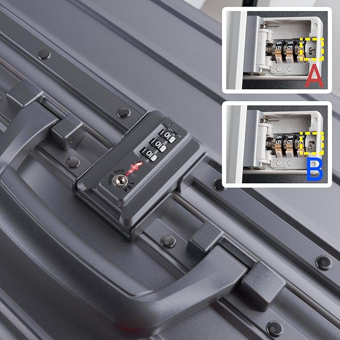 TRAVELKING All Aluminum Luggage Zipperless Hard Shell Luggage Case with TSA Lock Spinner Alloy Metal Suitcase (Grey, 28")