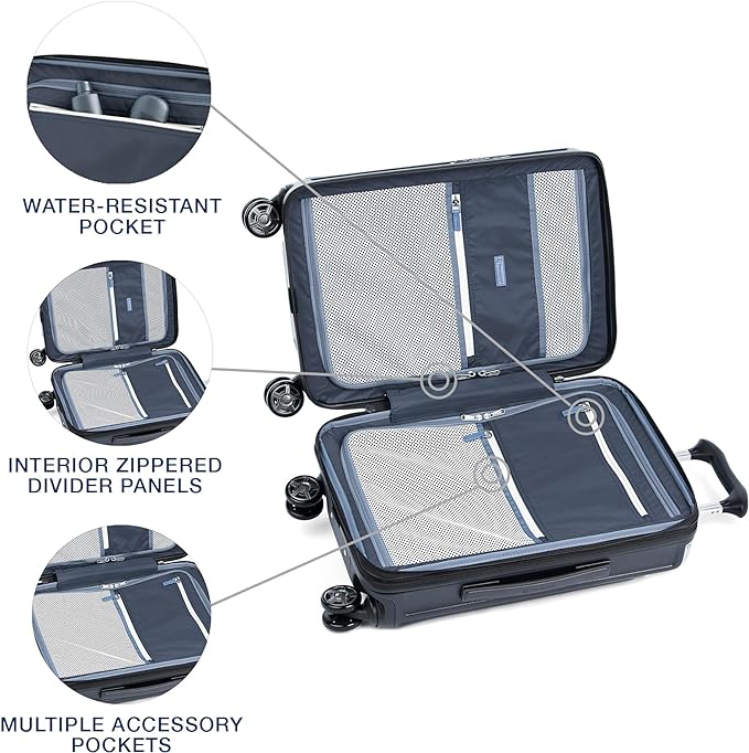 Travelpro Platinum Elite Hardside Expandable Carry on Luggage, 8 Wheel Spinner, TSA Lock, Hard Shell Polycarbonate Suitcase, Vintage Grey, Carry on Laptop Pocket 21-Inch