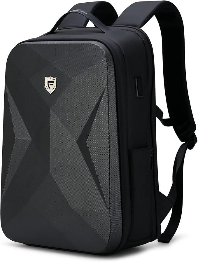 FENRUIEN 17 Inch Laptop Backpack for Men,Waterproof Anti Theft Computer Backpack with USB C Charging Port,Hardshell Gaming Laptop Bag,Black
