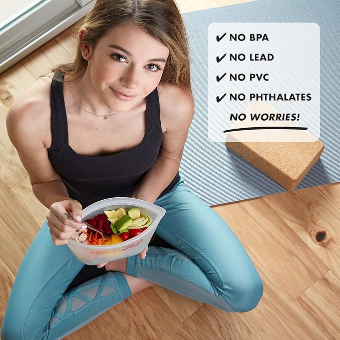 Zip Top Reusable Food Storage Bags | 3 Dish Set [Lavender] | Silicone Meal Prep Container | Microwave, Dishwasher and Freezer Safe | Made in the USA